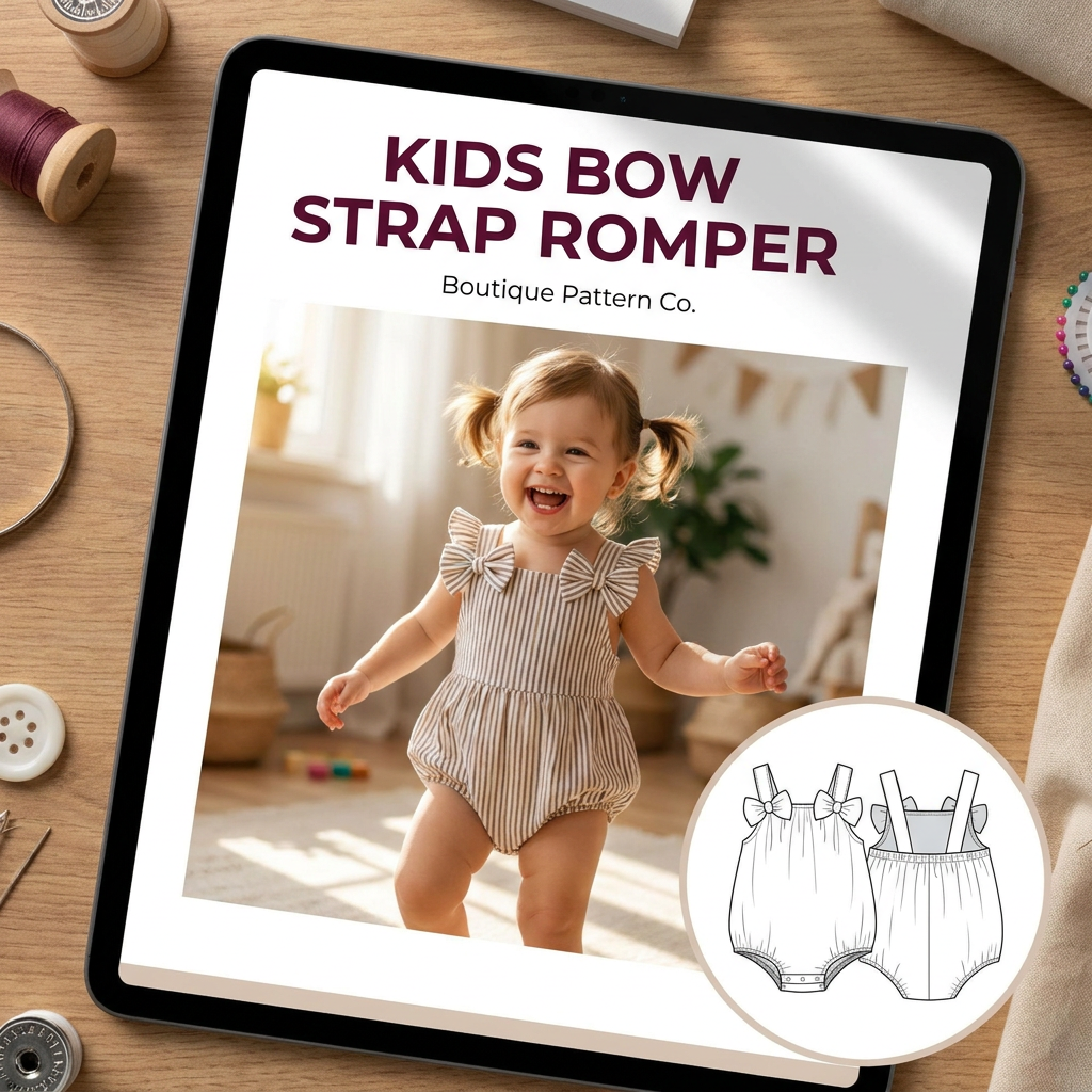 Girls Romper Bow Strap sewing pattern